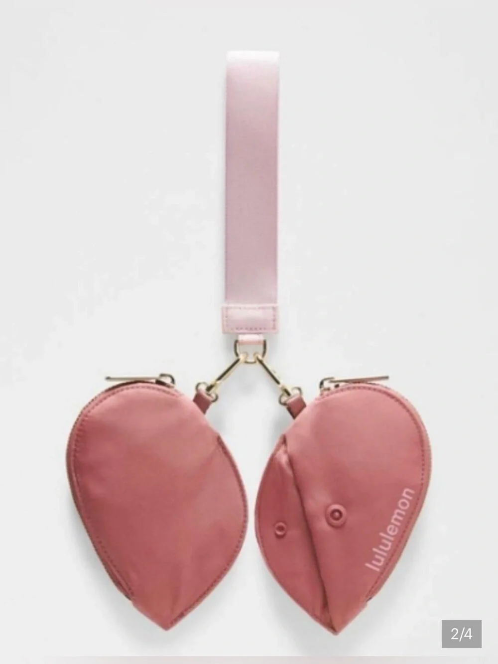 NWT Lululemon Dual Pouch Wristlet *Heart Spiced Chai / Pink Haze / Gold
